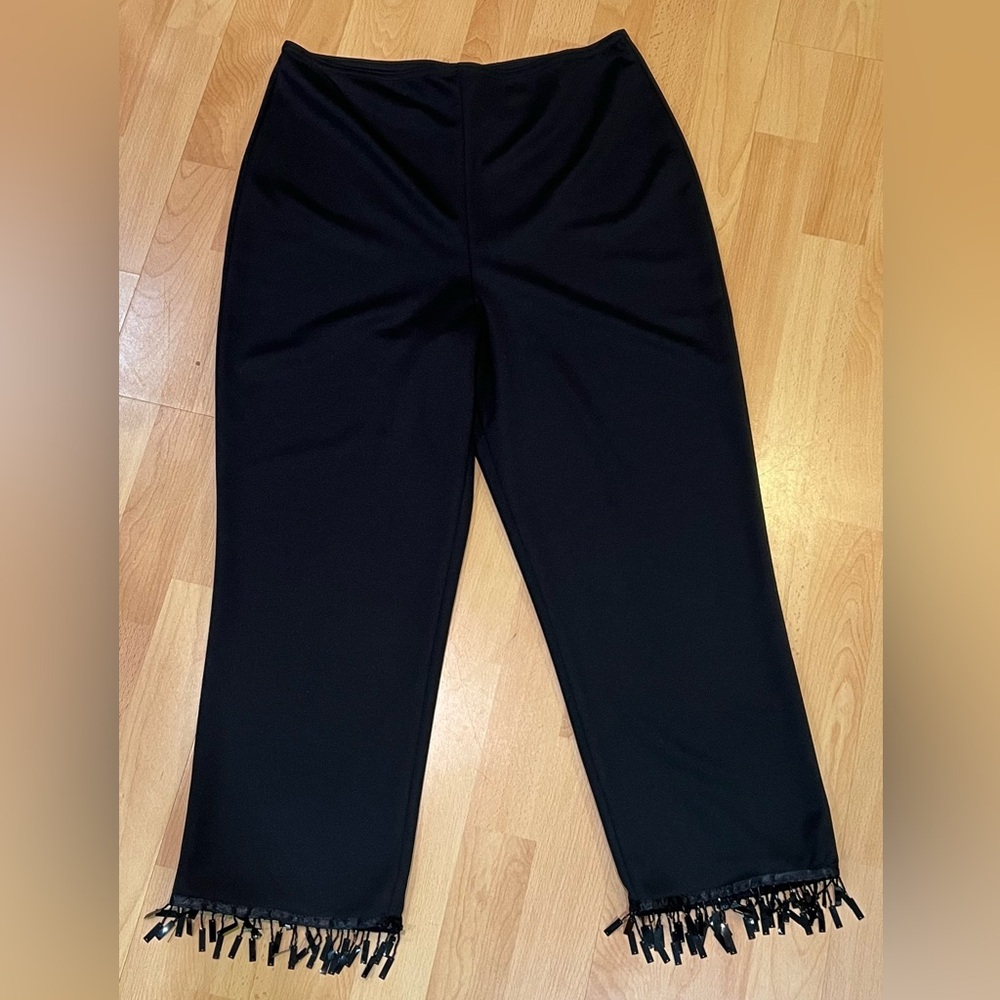 Y2K black stretch poly pant with sequins at ankle by vintage studio waist:32-36